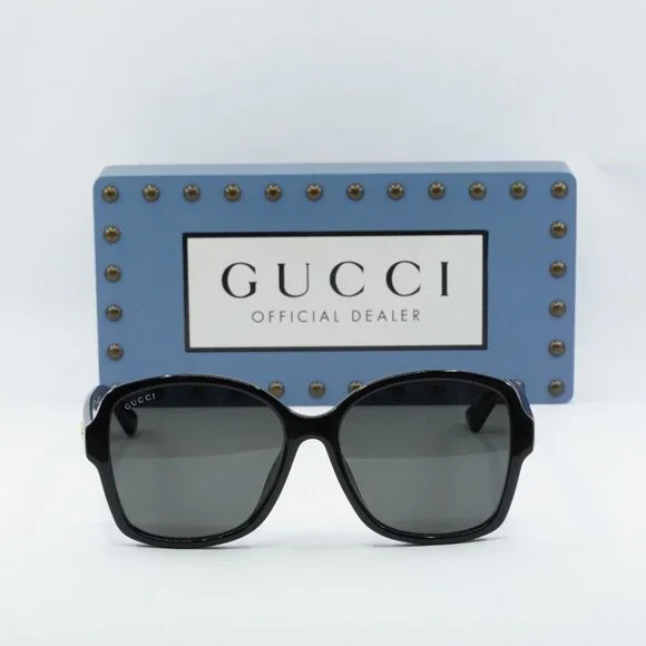 Gucci GG0765SA 002 Butterfly Sunglasses - Black/Grey display picture 1